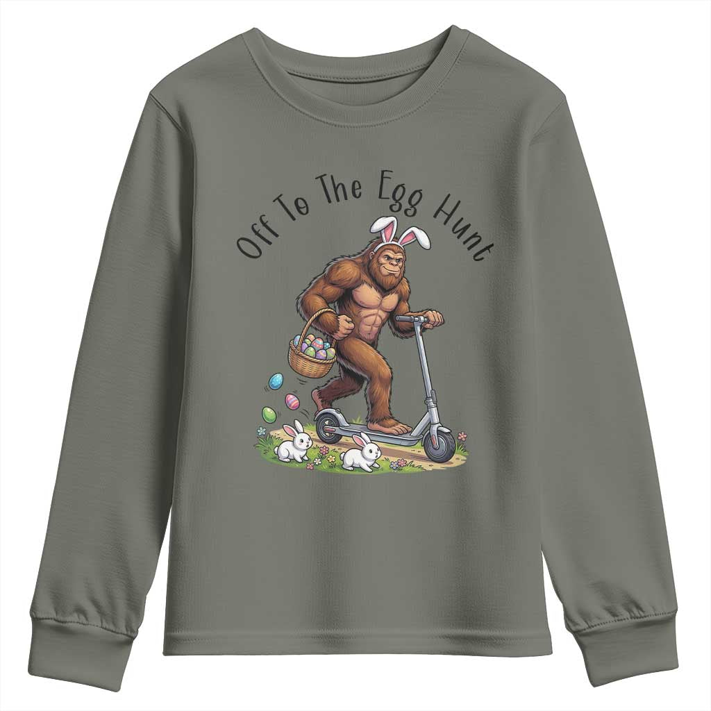 Funny Easter Bigfoot Youth Sweatshirt Off To The Egg Hunt