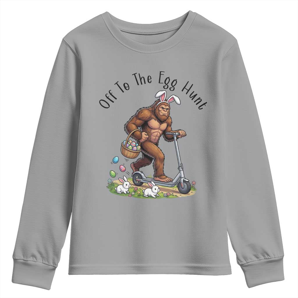 Funny Easter Bigfoot Youth Sweatshirt Off To The Egg Hunt