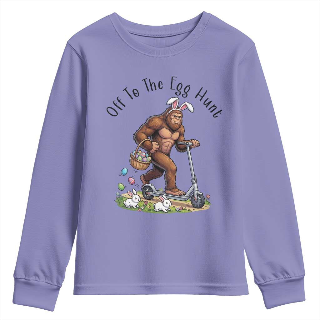 Funny Easter Bigfoot Youth Sweatshirt Off To The Egg Hunt