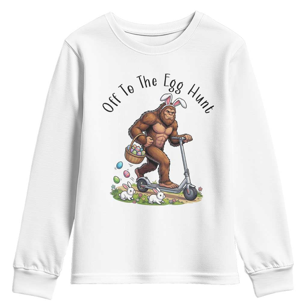 Funny Easter Bigfoot Youth Sweatshirt Off To The Egg Hunt
