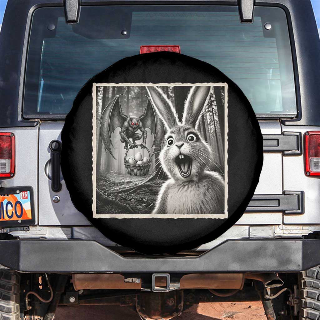Funny Easter Bunny Selfie Mothman Egg Hunt Spare Tire Cover