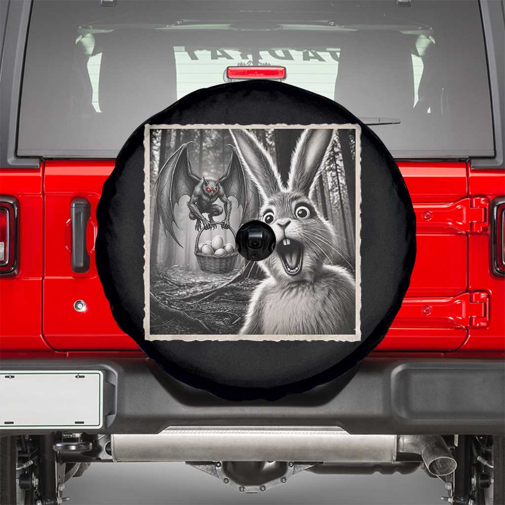 Funny Easter Bunny Selfie Mothman Egg Hunt Spare Tire Cover