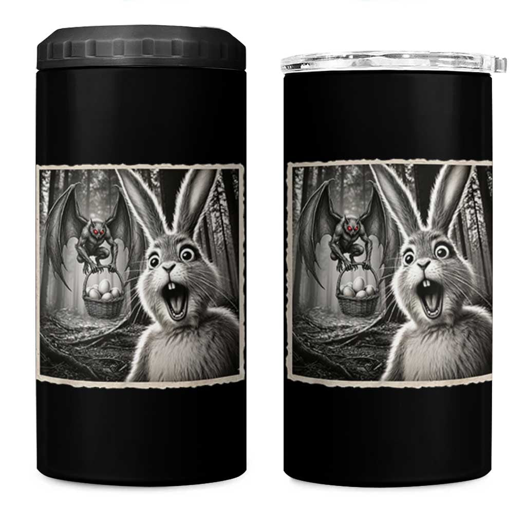 Funny Easter Bunny Selfie Mothman Egg Hunt 4 in 1 Can Cooler Tumbler