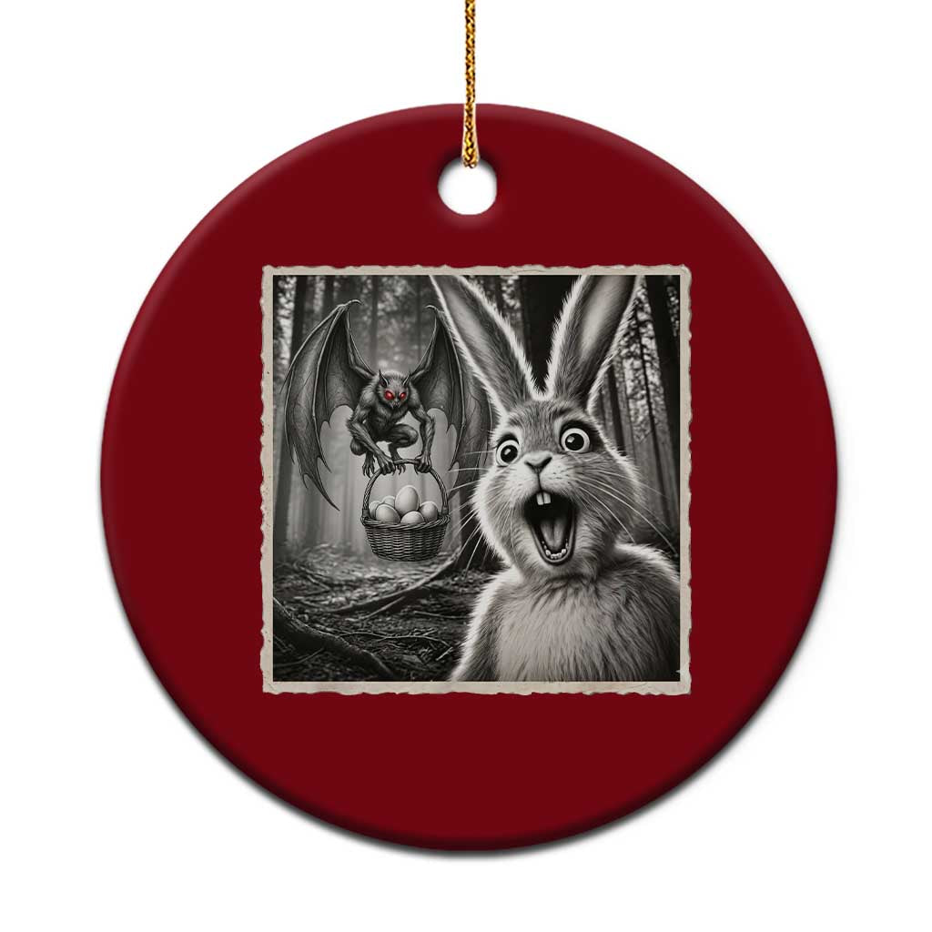 Funny Easter Bunny Selfie Mothman Egg Hunt Ceramic Ornament