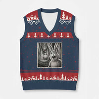 Funny Easter Bunny Selfie Mothman Egg Hunt V-Neck Knit Sweater Vest