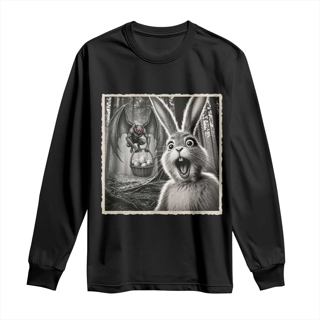 Funny Easter Bunny Selfie Mothman Egg Hunt Long Sleeve Shirt