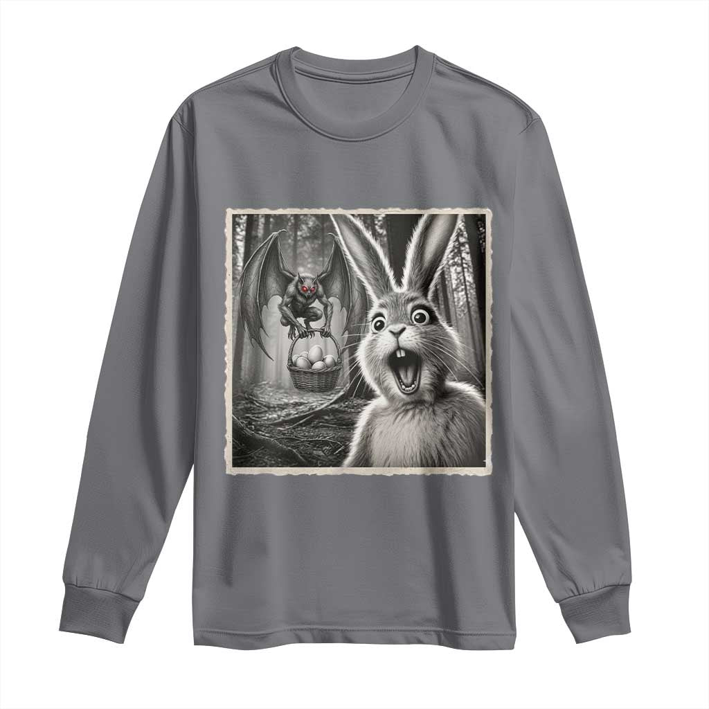 Funny Easter Bunny Selfie Mothman Egg Hunt Long Sleeve Shirt