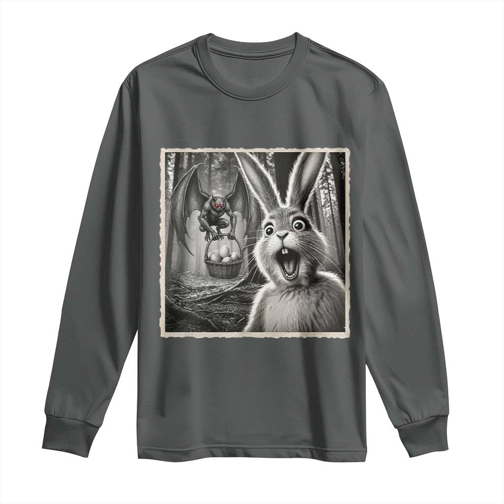 Funny Easter Bunny Selfie Mothman Egg Hunt Long Sleeve Shirt
