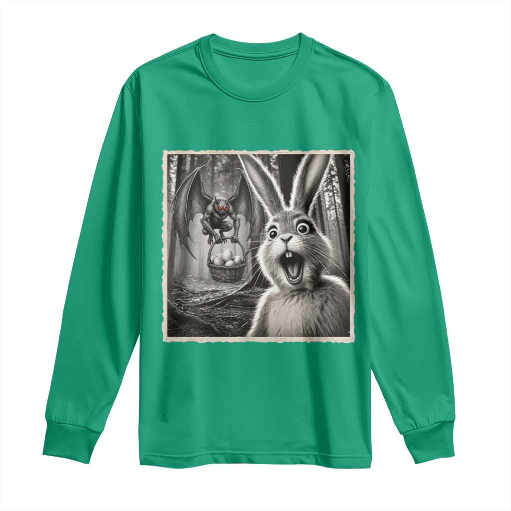 Funny Easter Bunny Selfie Mothman Egg Hunt Long Sleeve Shirt