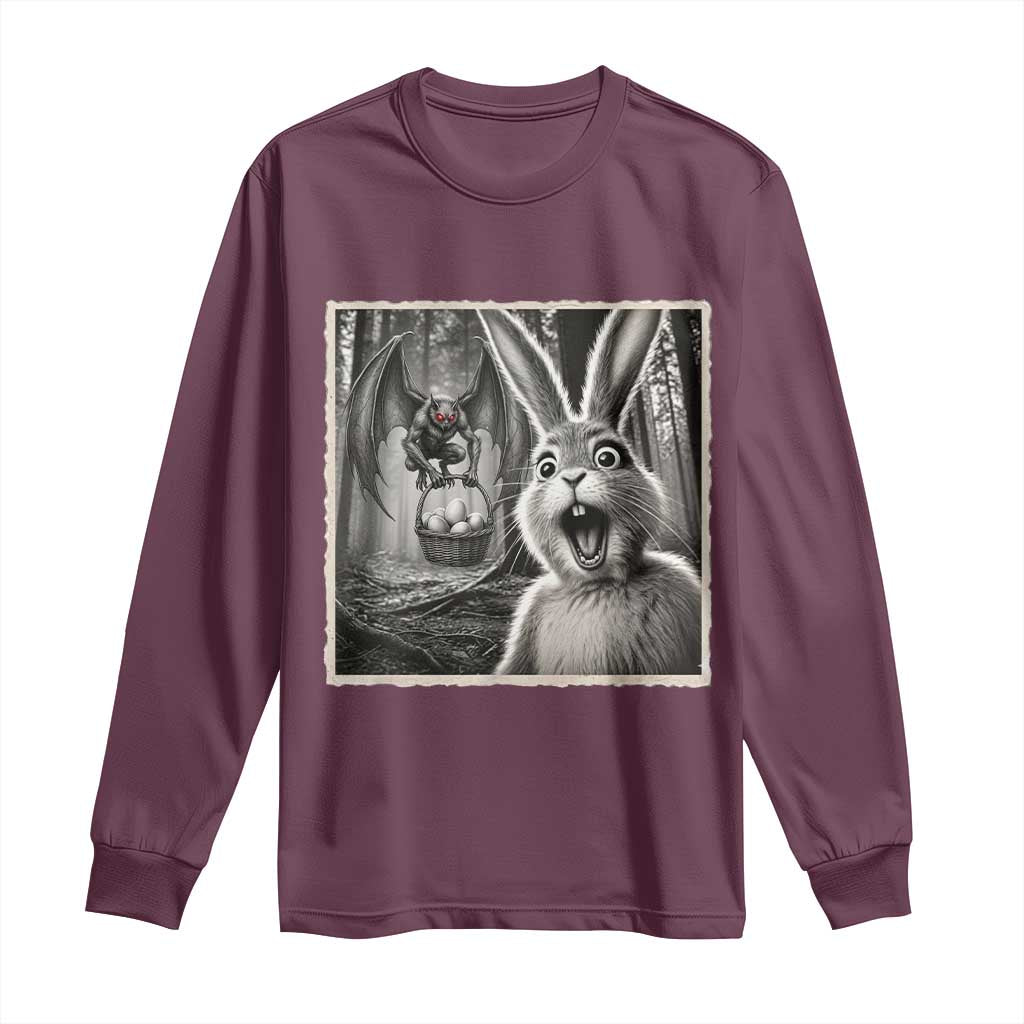 Funny Easter Bunny Selfie Mothman Egg Hunt Long Sleeve Shirt