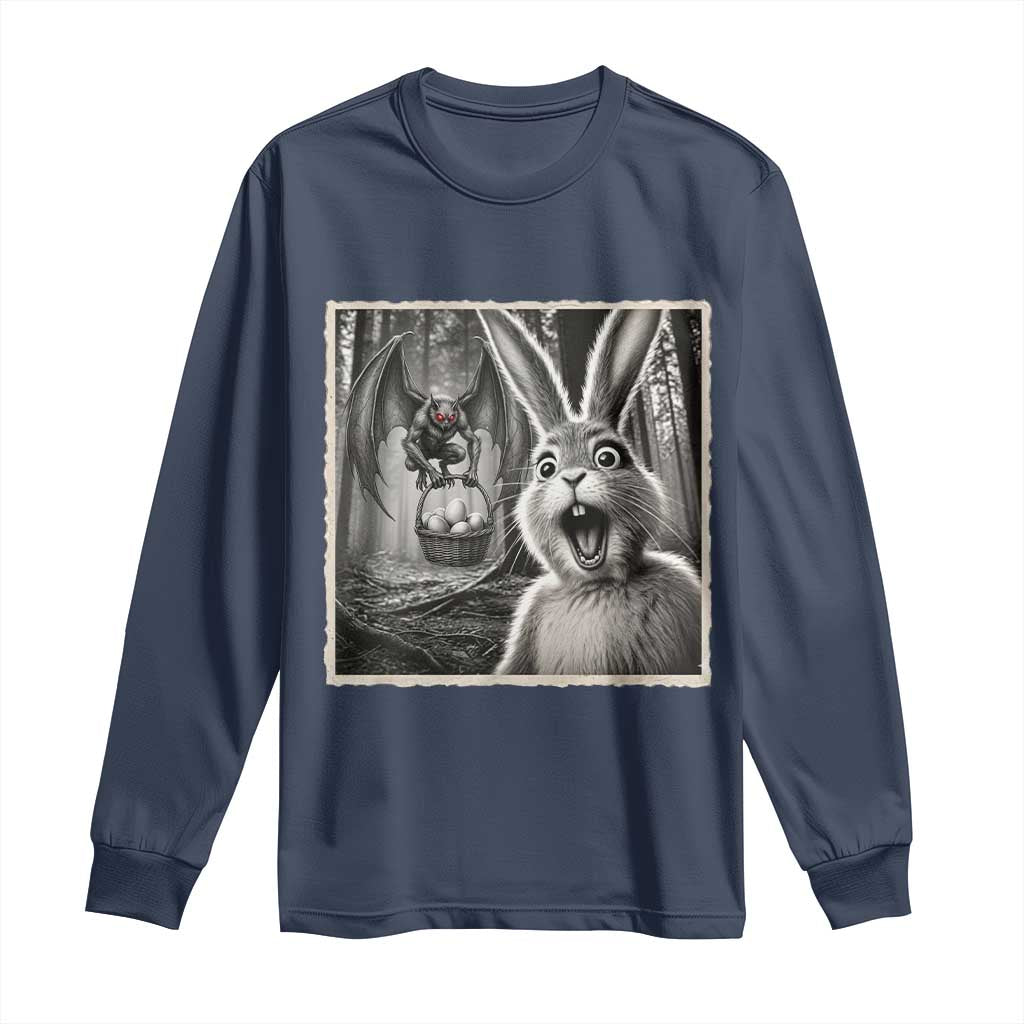Funny Easter Bunny Selfie Mothman Egg Hunt Long Sleeve Shirt