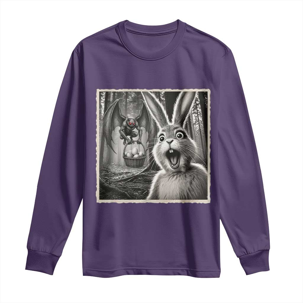 Funny Easter Bunny Selfie Mothman Egg Hunt Long Sleeve Shirt
