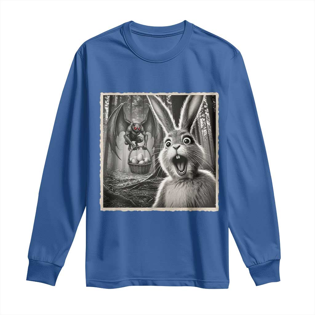 Funny Easter Bunny Selfie Mothman Egg Hunt Long Sleeve Shirt