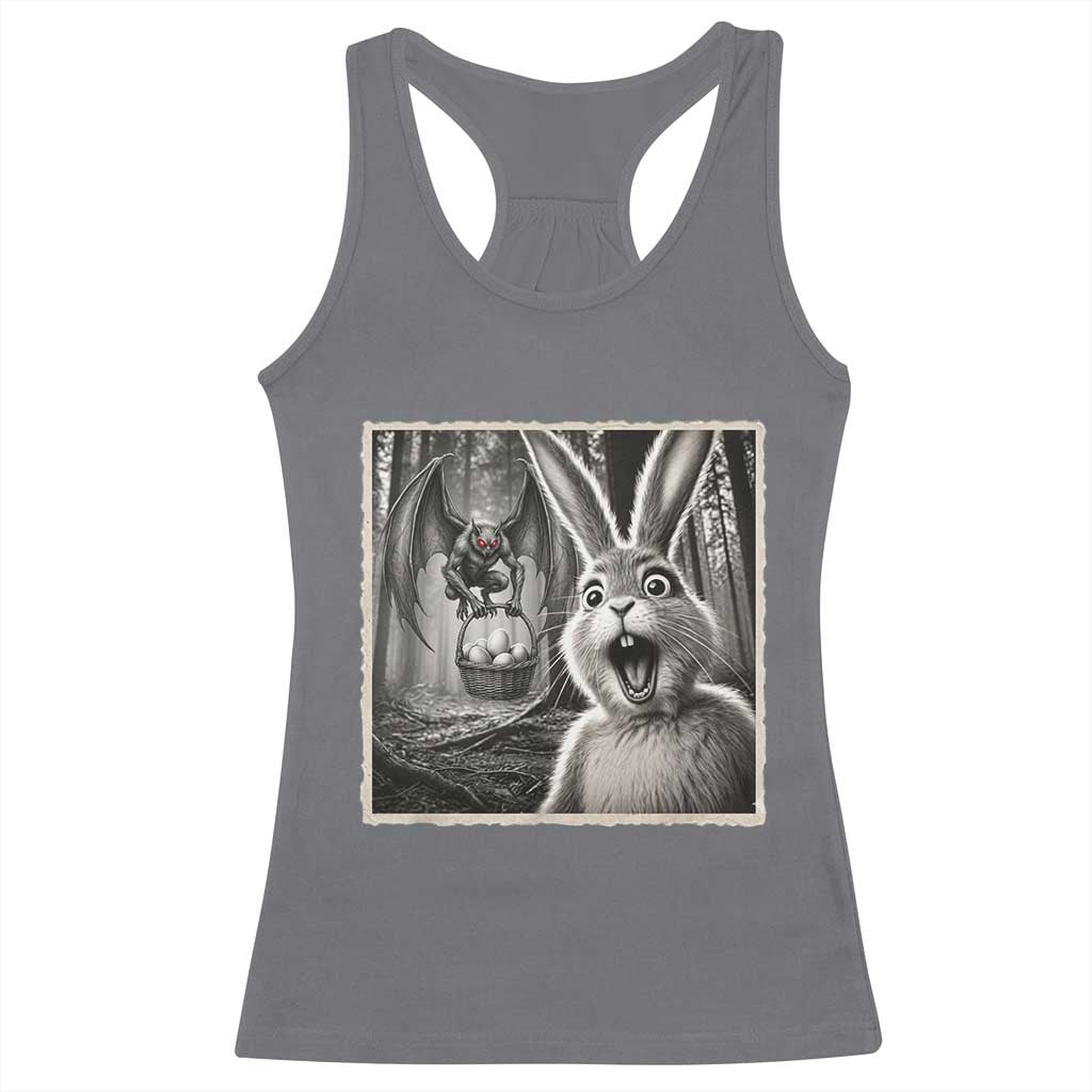 Funny Easter Bunny Selfie Mothman Egg Hunt Racerback Tank Top