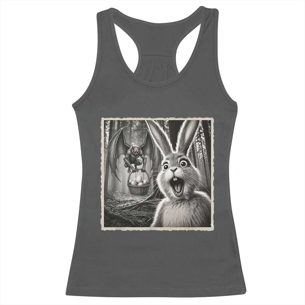 Funny Easter Bunny Selfie Mothman Egg Hunt Racerback Tank Top