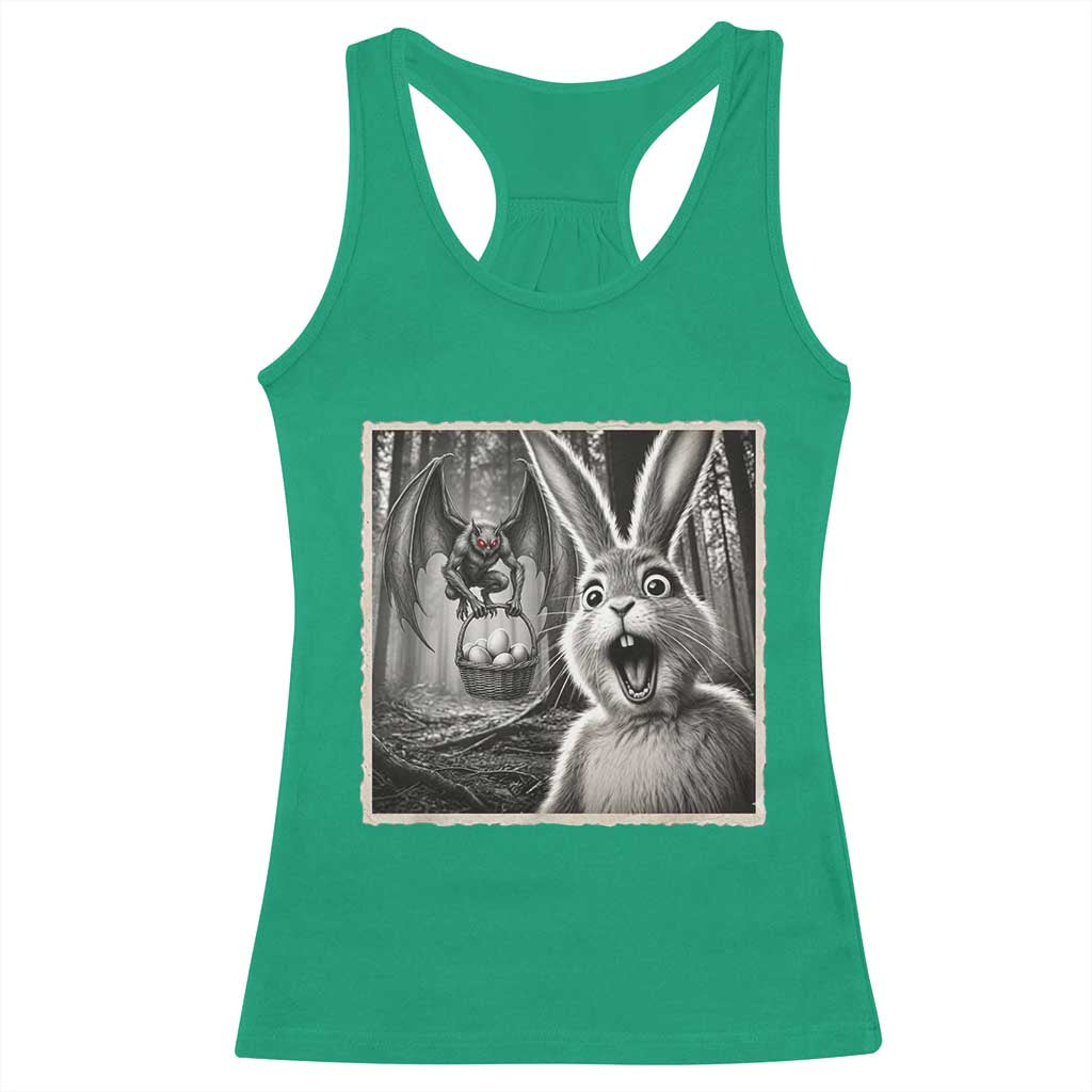 Funny Easter Bunny Selfie Mothman Egg Hunt Racerback Tank Top