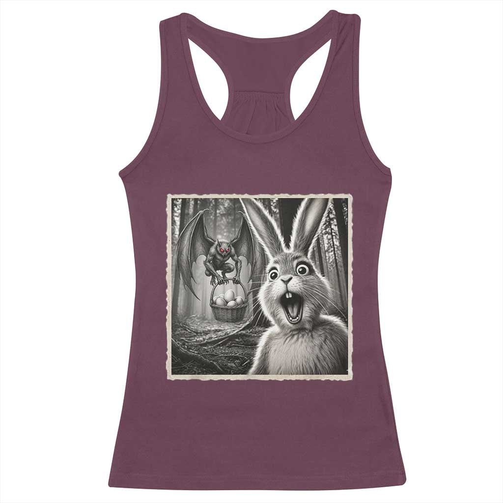 Funny Easter Bunny Selfie Mothman Egg Hunt Racerback Tank Top