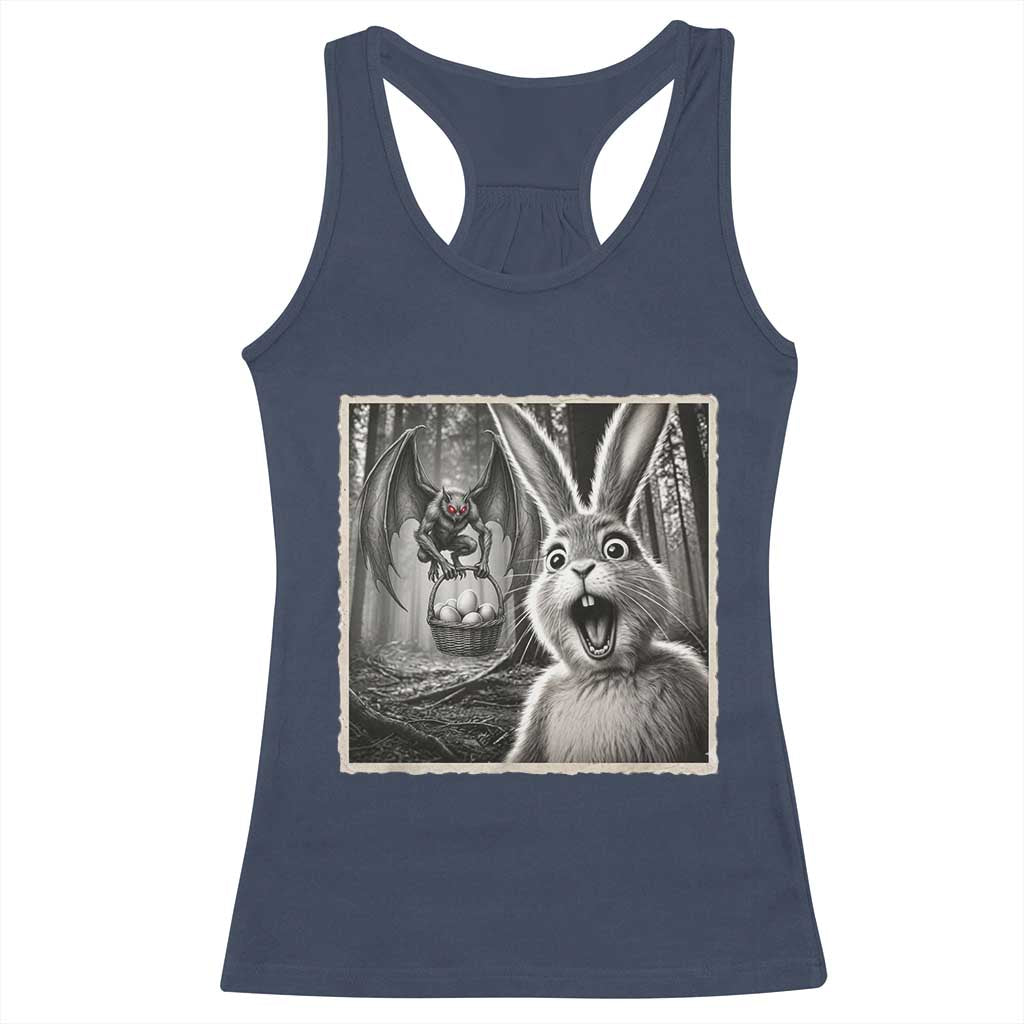 Funny Easter Bunny Selfie Mothman Egg Hunt Racerback Tank Top