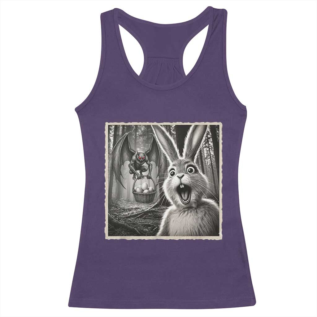 Funny Easter Bunny Selfie Mothman Egg Hunt Racerback Tank Top