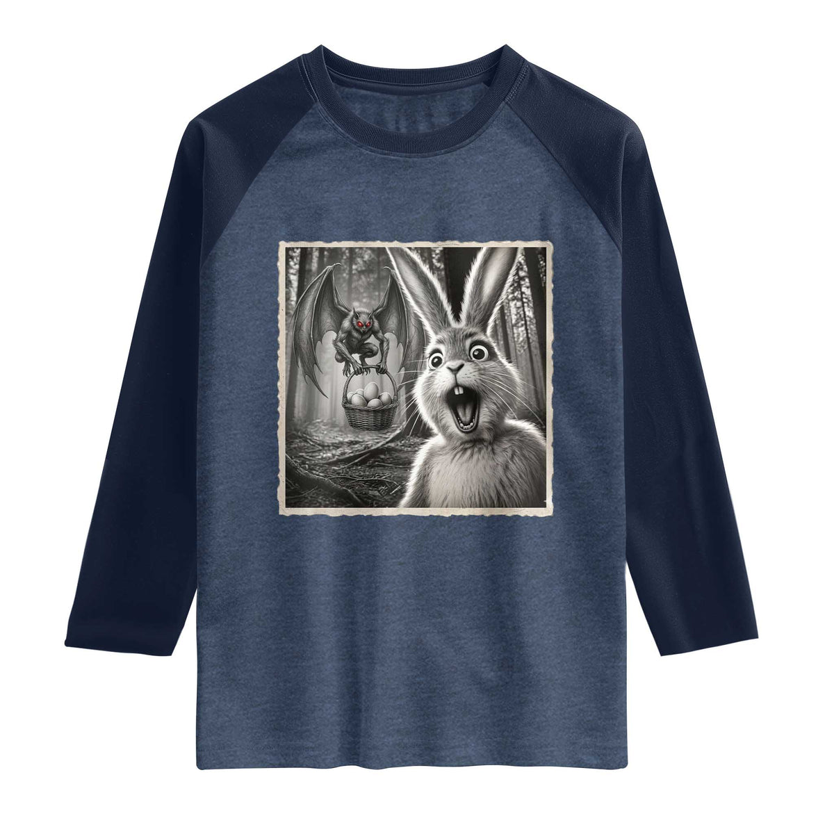 Funny Easter Bunny Selfie Mothman Egg Hunt Raglan Shirt