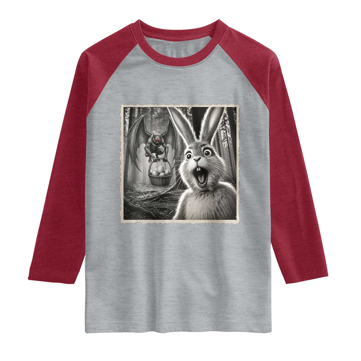 Funny Easter Bunny Selfie Mothman Egg Hunt Raglan Shirt