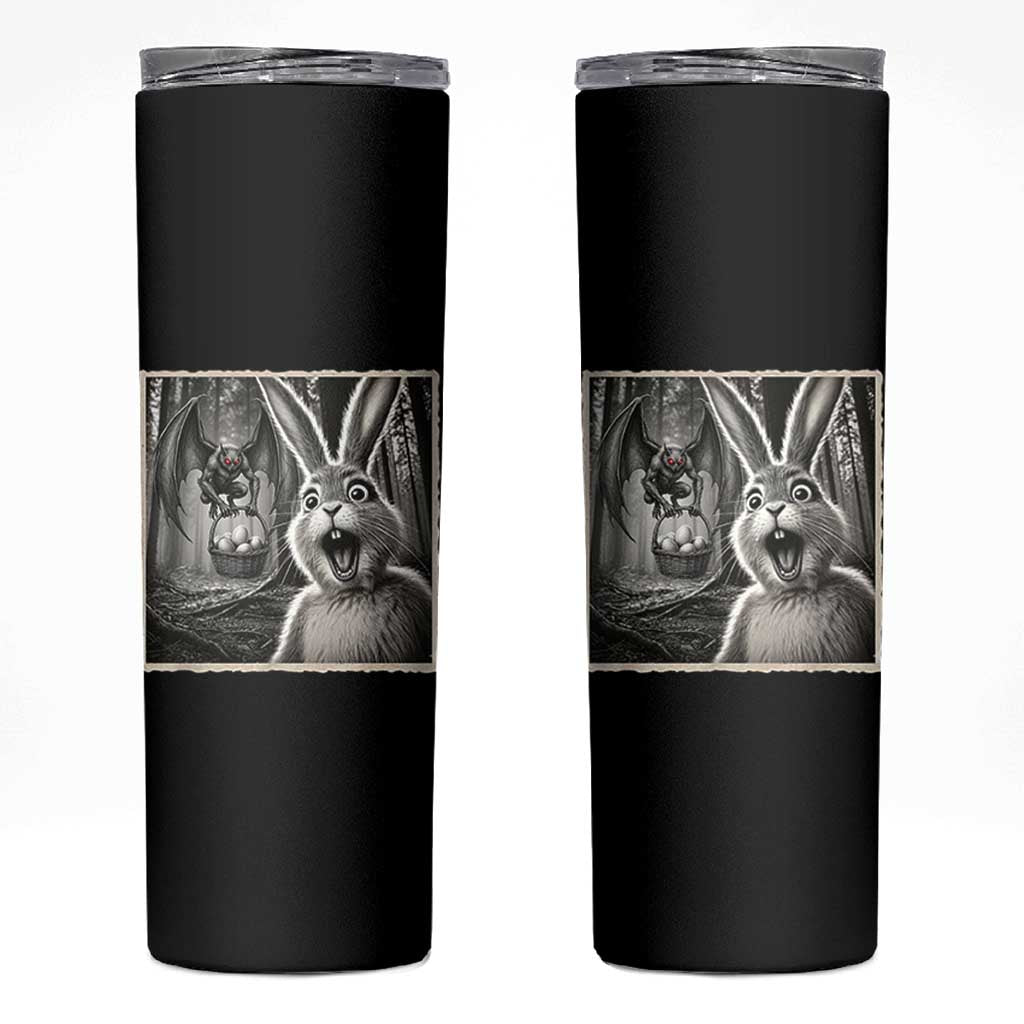Funny Easter Bunny Selfie Mothman Egg Hunt Skinny Tumbler