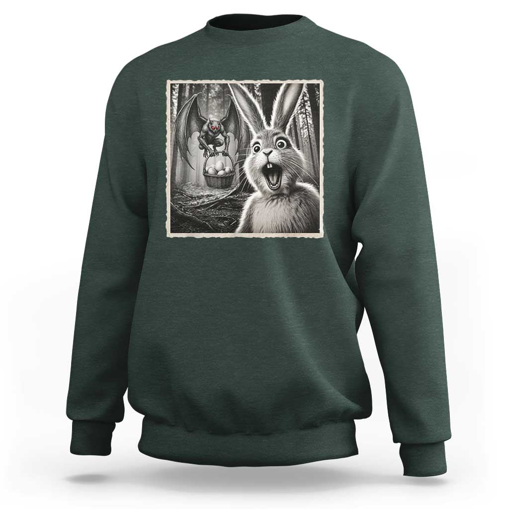 Funny Easter Bunny Selfie Mothman Egg Hunt Sweatshirt