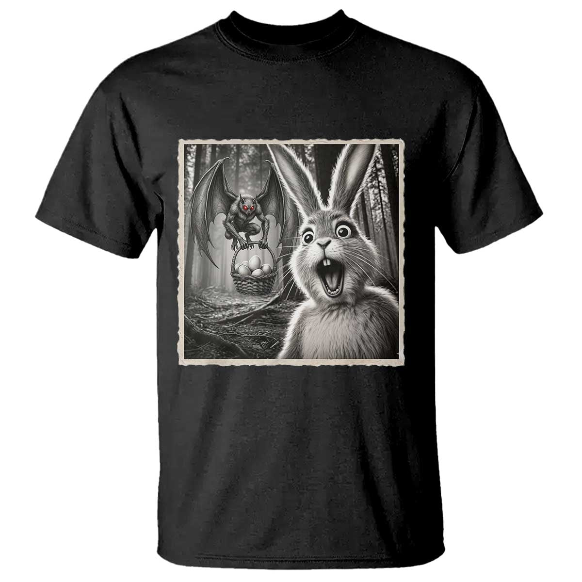 Funny Easter Bunny Selfie Mothman Egg Hunt T Shirt