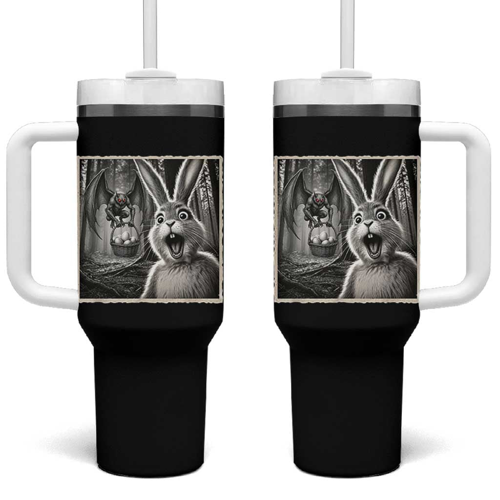 Funny Easter Bunny Selfie Mothman Egg Hunt Tumbler With Handle