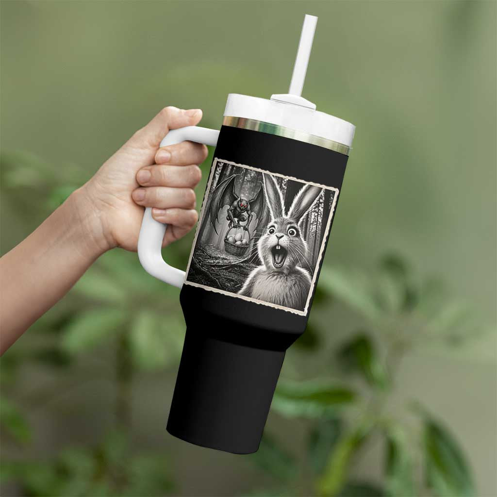 Funny Easter Bunny Selfie Mothman Egg Hunt Tumbler With Handle