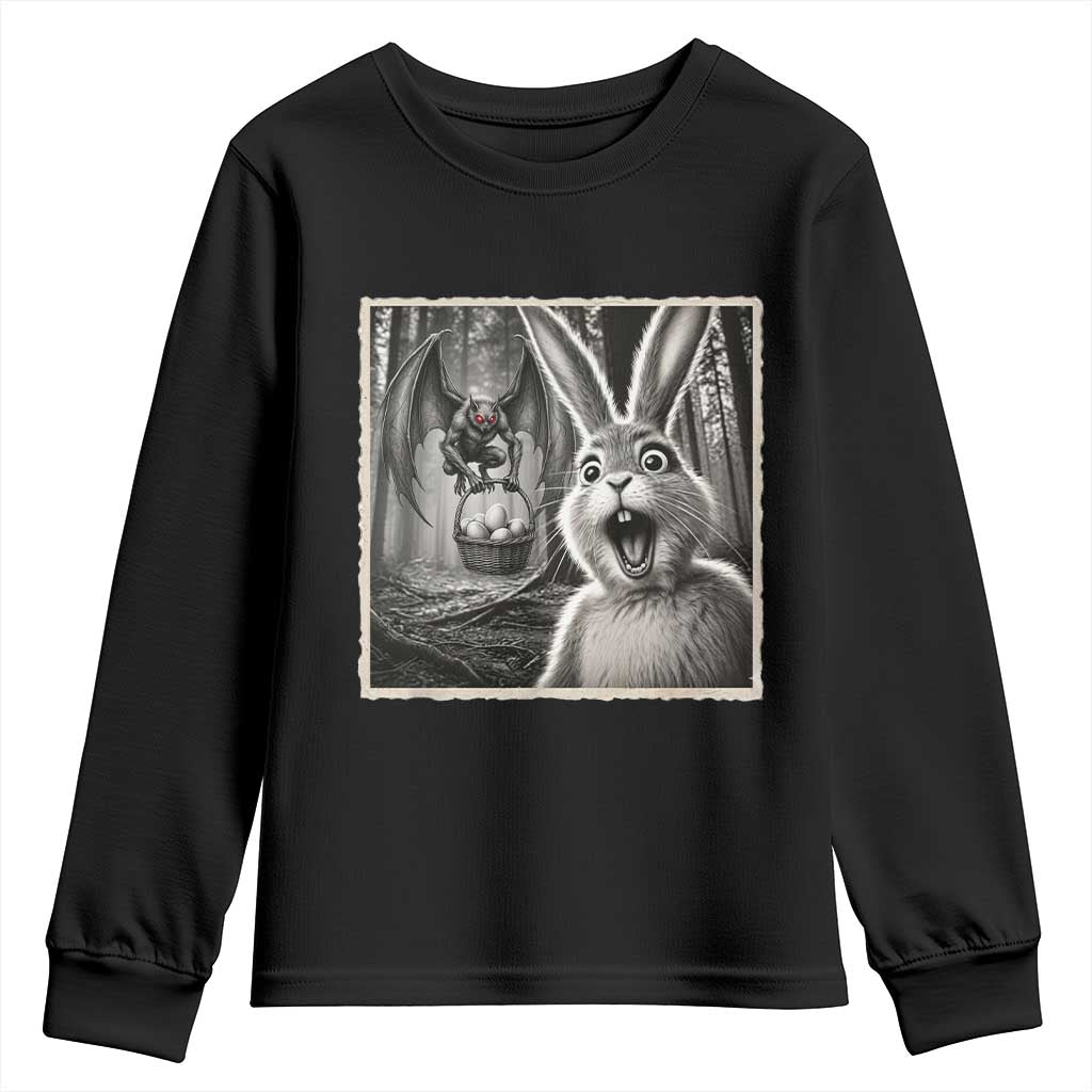 Funny Easter Bunny Selfie Mothman Egg Hunt Youth Sweatshirt