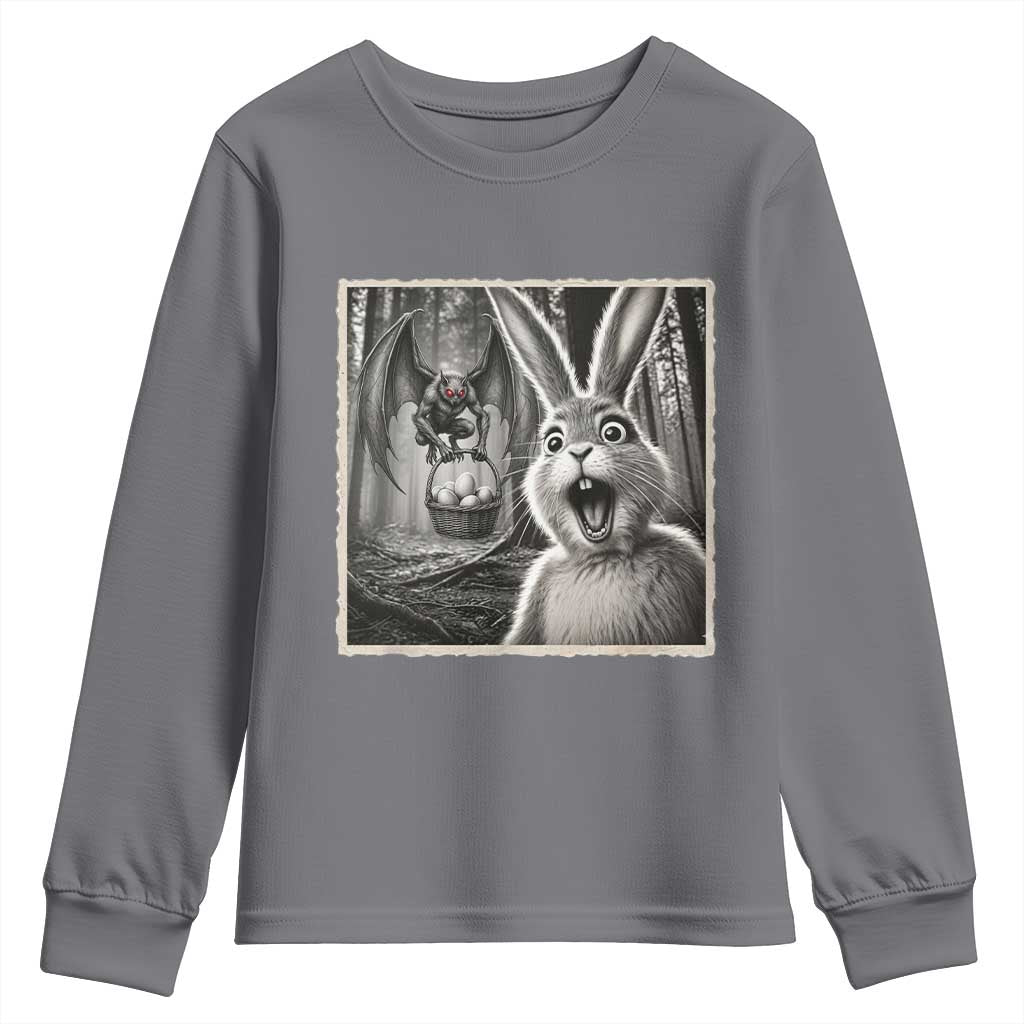 Funny Easter Bunny Selfie Mothman Egg Hunt Youth Sweatshirt