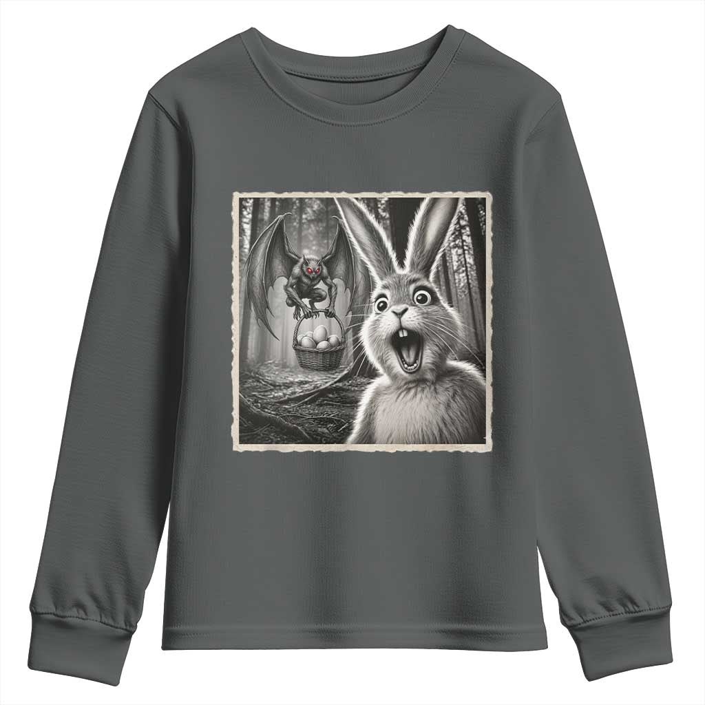 Funny Easter Bunny Selfie Mothman Egg Hunt Youth Sweatshirt