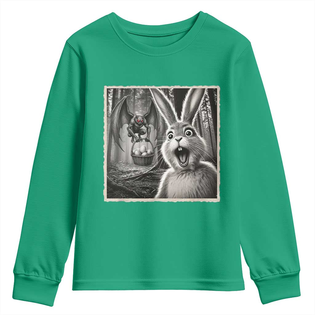 Funny Easter Bunny Selfie Mothman Egg Hunt Youth Sweatshirt