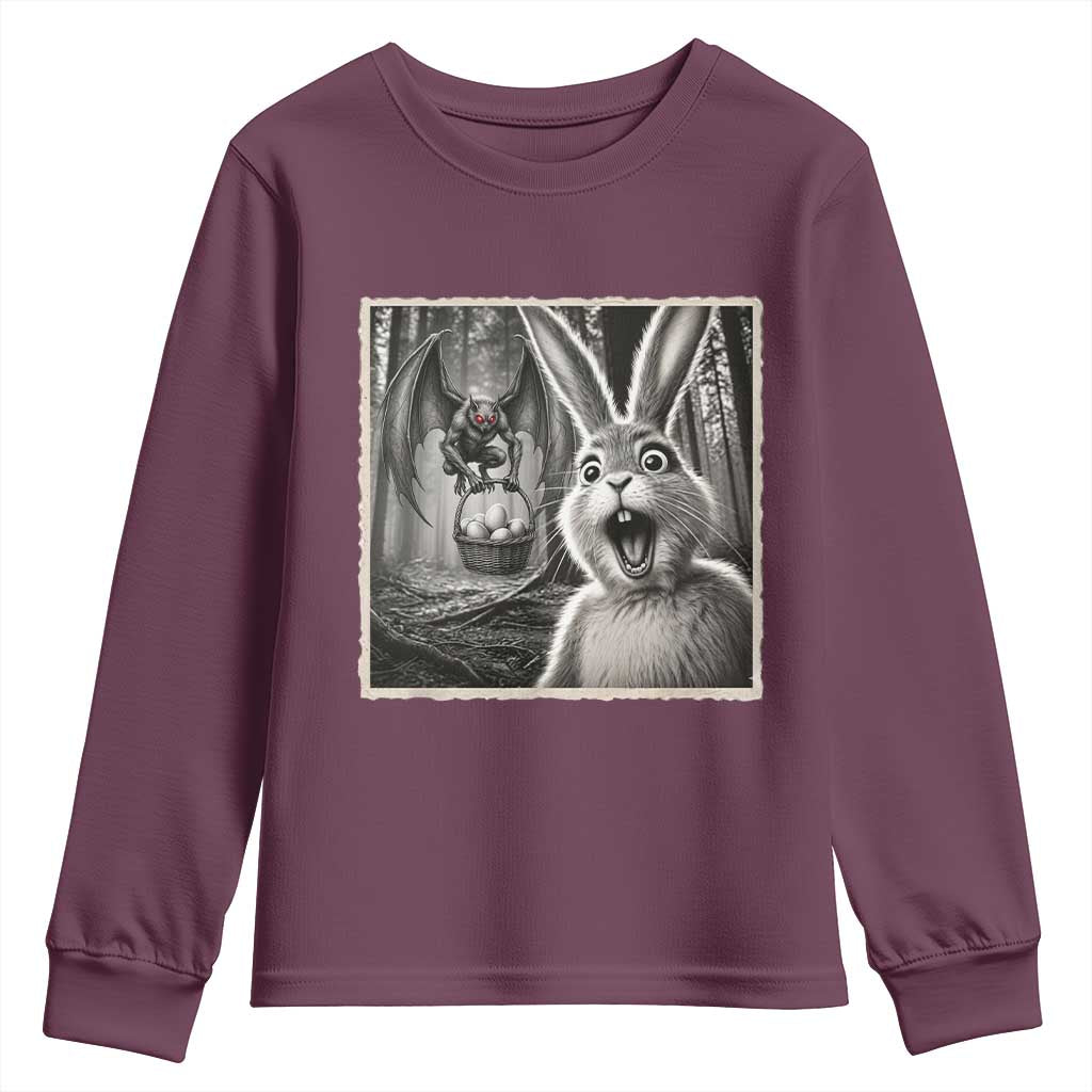 Funny Easter Bunny Selfie Mothman Egg Hunt Youth Sweatshirt