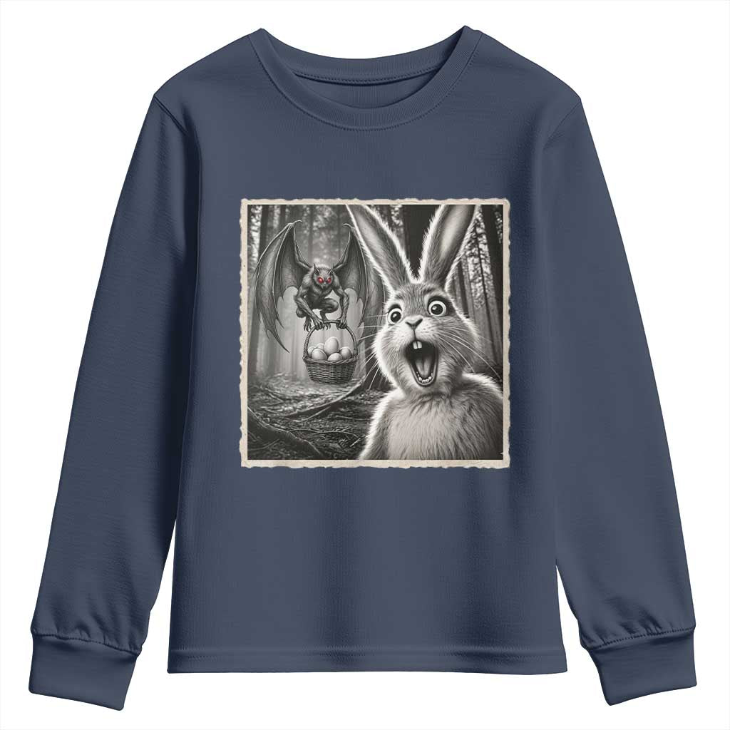 Funny Easter Bunny Selfie Mothman Egg Hunt Youth Sweatshirt