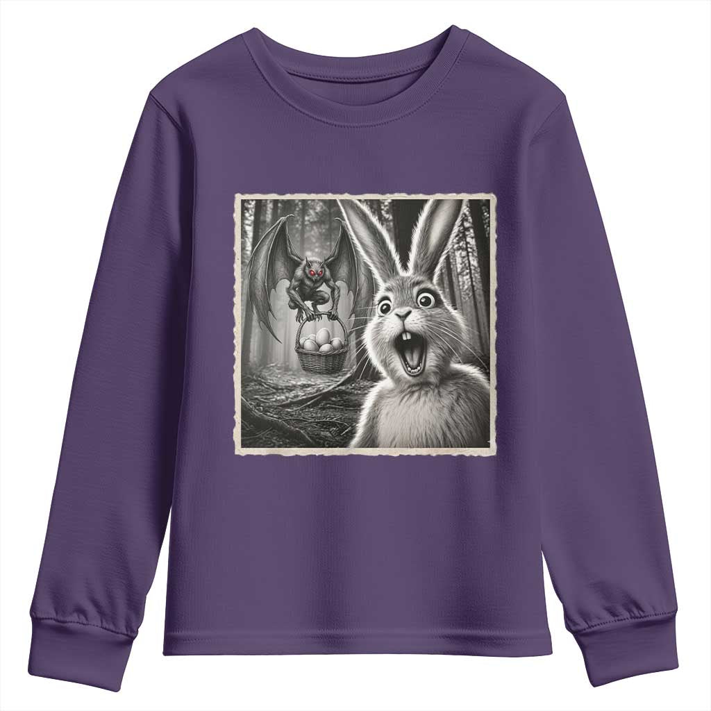 Funny Easter Bunny Selfie Mothman Egg Hunt Youth Sweatshirt