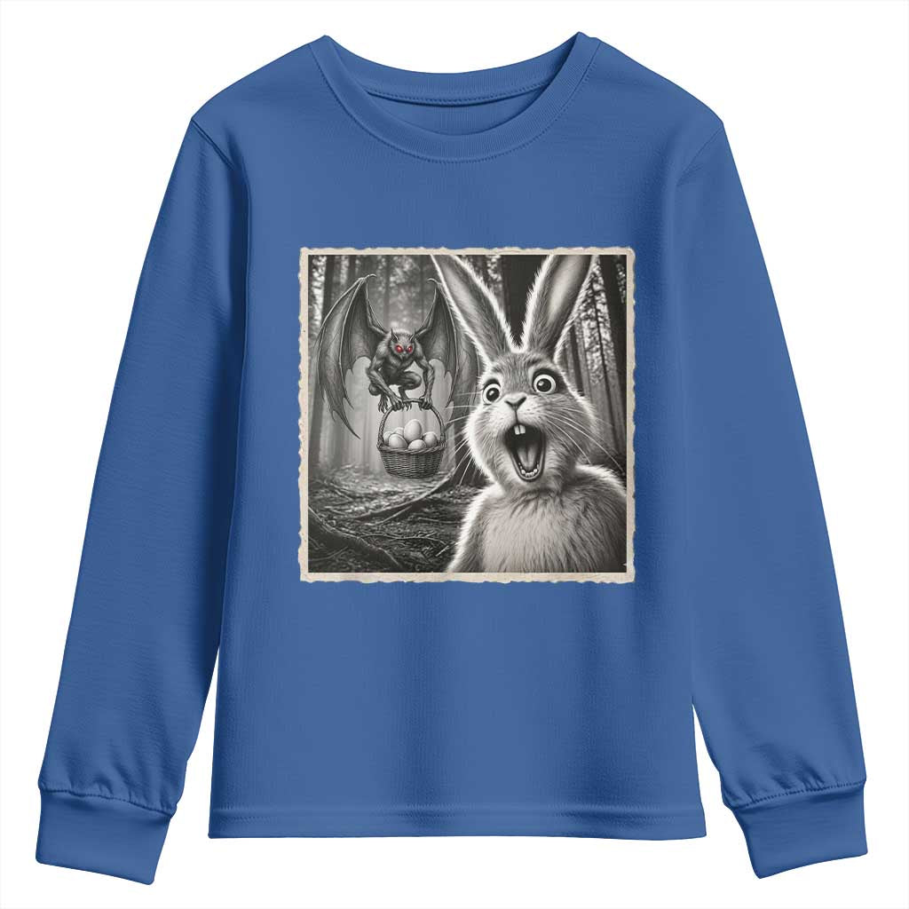 Funny Easter Bunny Selfie Mothman Egg Hunt Youth Sweatshirt