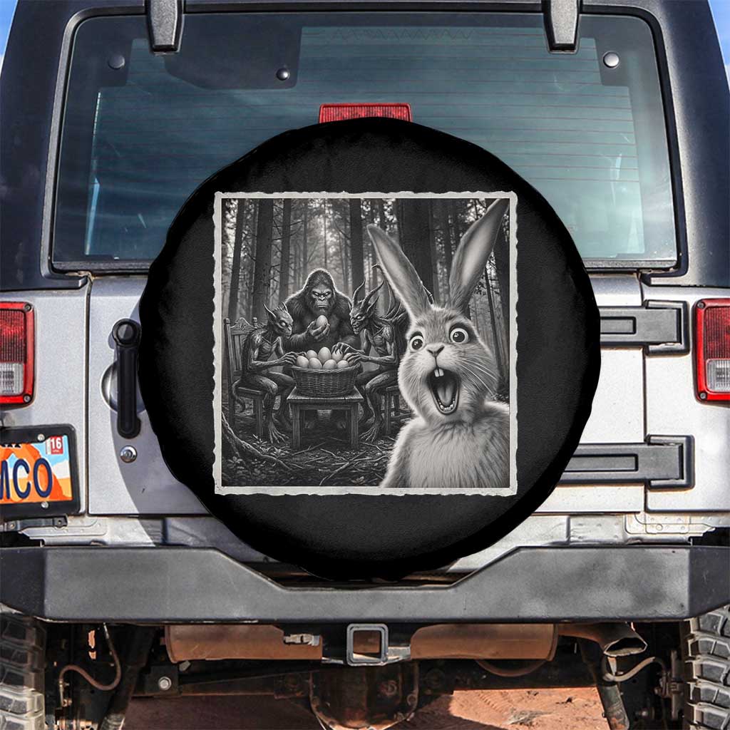 Funny Easter Bunny Selfie Spare Tire Cover Bigfoot Jersey Devil Chupacabra Egg Hunt