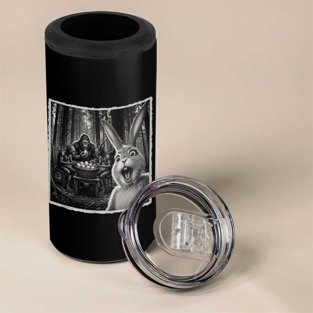 Funny Easter Bunny Selfie 4 in 1 Can Cooler Tumbler Bigfoot Jersey Devil Chupacabra Egg Hunt