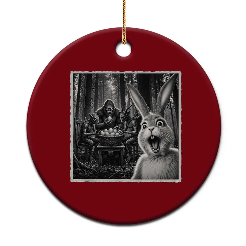 Funny Easter Bunny Selfie Ceramic Ornament Bigfoot Jersey Devil Chupacabra Egg Hunt