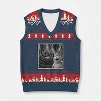 Funny Easter Bunny Selfie V-Neck Knit Sweater Vest Bigfoot Jersey Devil Chupacabra Egg Hunt