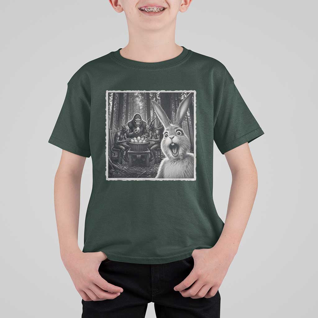 Funny Easter Bunny Selfie T Shirt For Kid Bigfoot Jersey Devil Chupacabra Egg Hunt