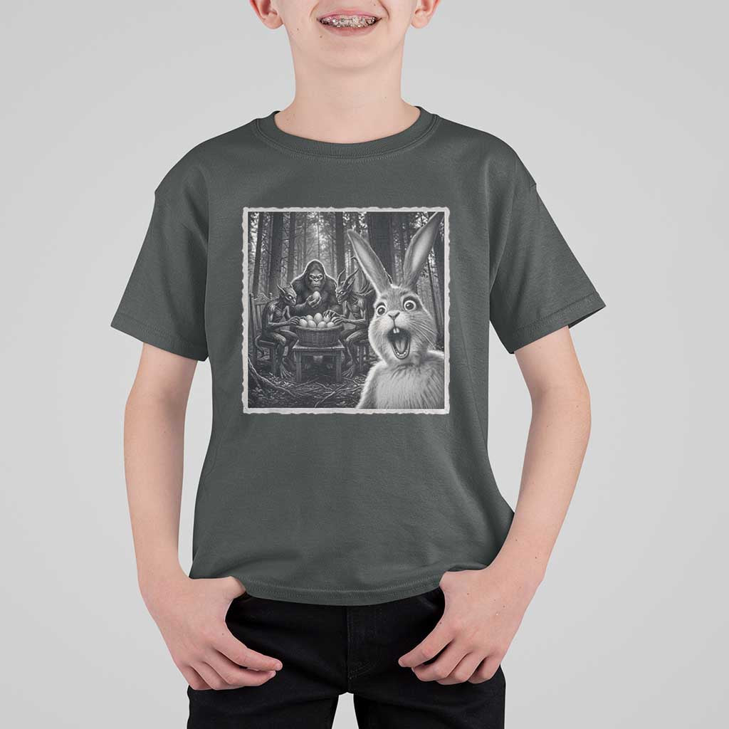Funny Easter Bunny Selfie T Shirt For Kid Bigfoot Jersey Devil Chupacabra Egg Hunt