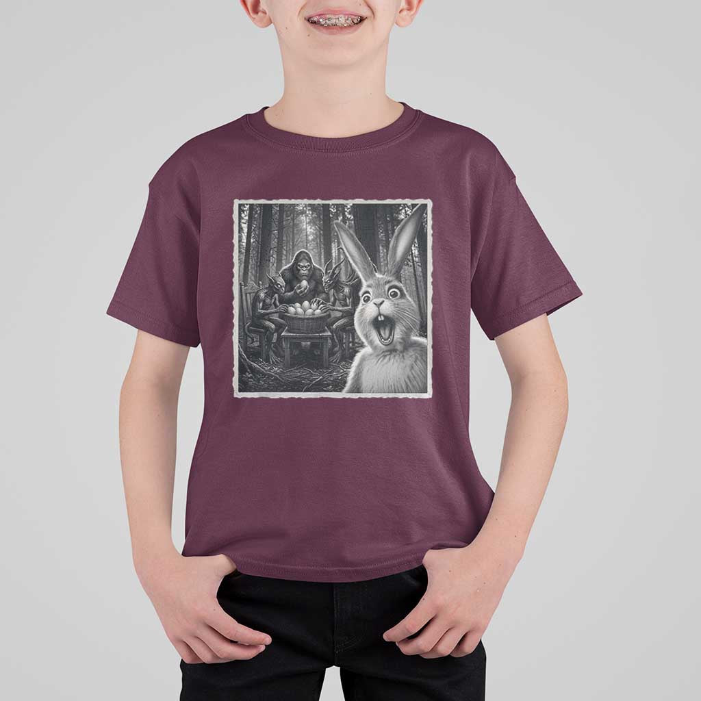 Funny Easter Bunny Selfie T Shirt For Kid Bigfoot Jersey Devil Chupacabra Egg Hunt