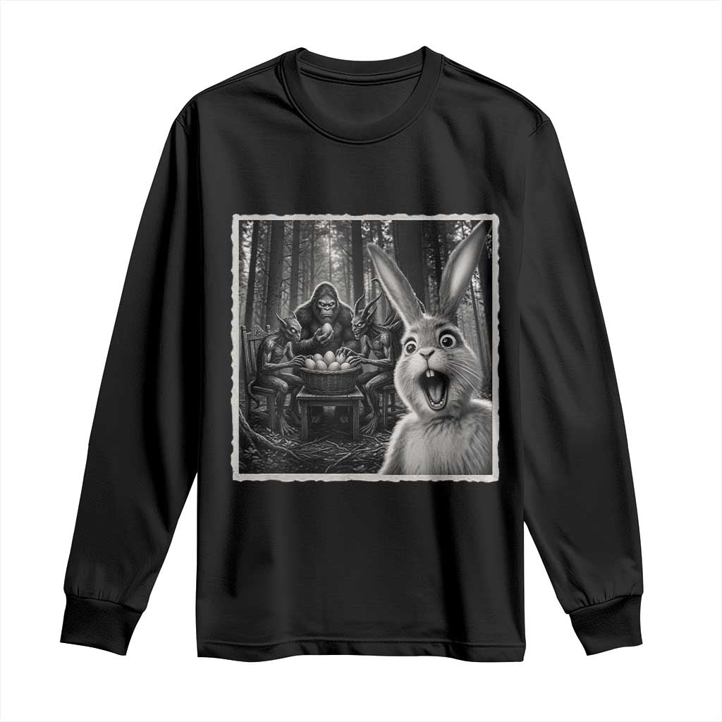Funny Easter Bunny Selfie Long Sleeve Shirt Bigfoot Jersey Devil Chupacabra Egg Hunt