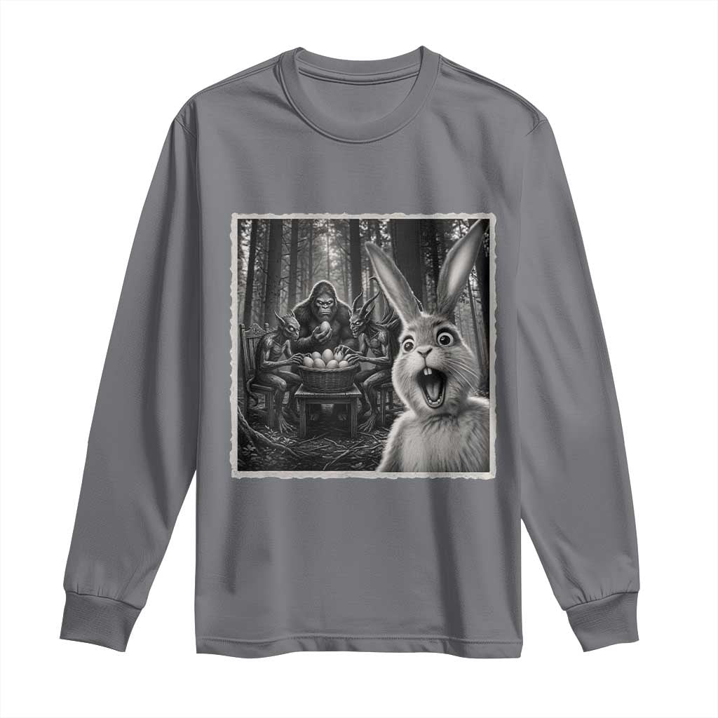 Funny Easter Bunny Selfie Long Sleeve Shirt Bigfoot Jersey Devil Chupacabra Egg Hunt