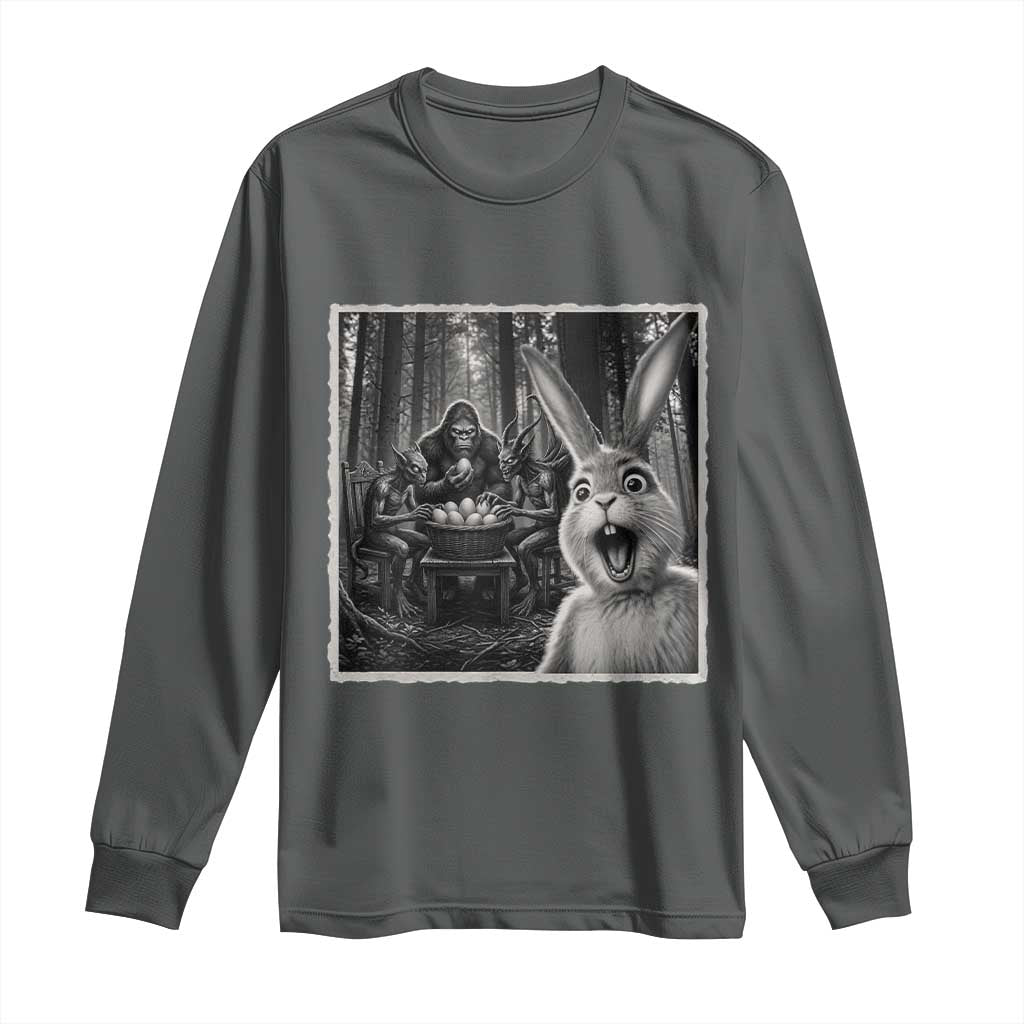 Funny Easter Bunny Selfie Long Sleeve Shirt Bigfoot Jersey Devil Chupacabra Egg Hunt