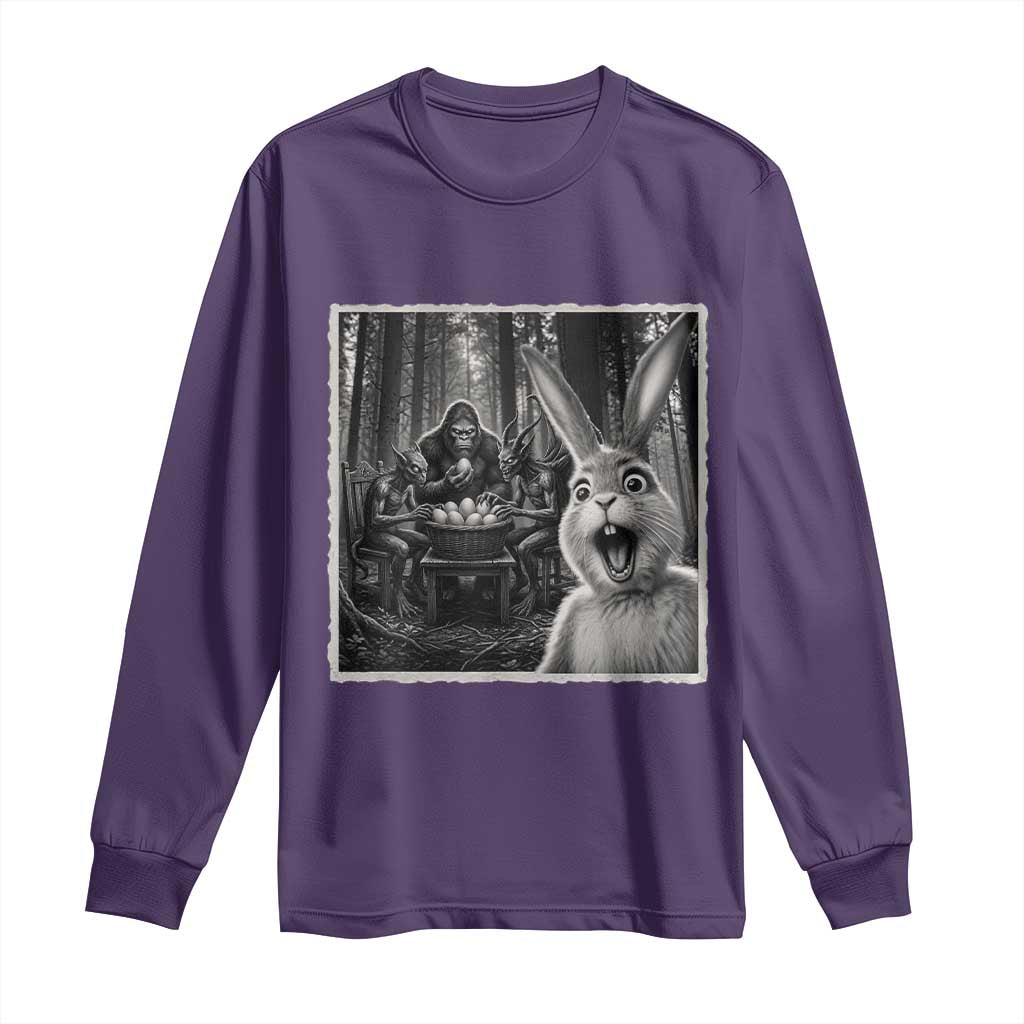 Funny Easter Bunny Selfie Long Sleeve Shirt Bigfoot Jersey Devil Chupacabra Egg Hunt