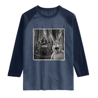 Funny Easter Bunny Selfie Raglan Shirt Bigfoot Jersey Devil Chupacabra Egg Hunt
